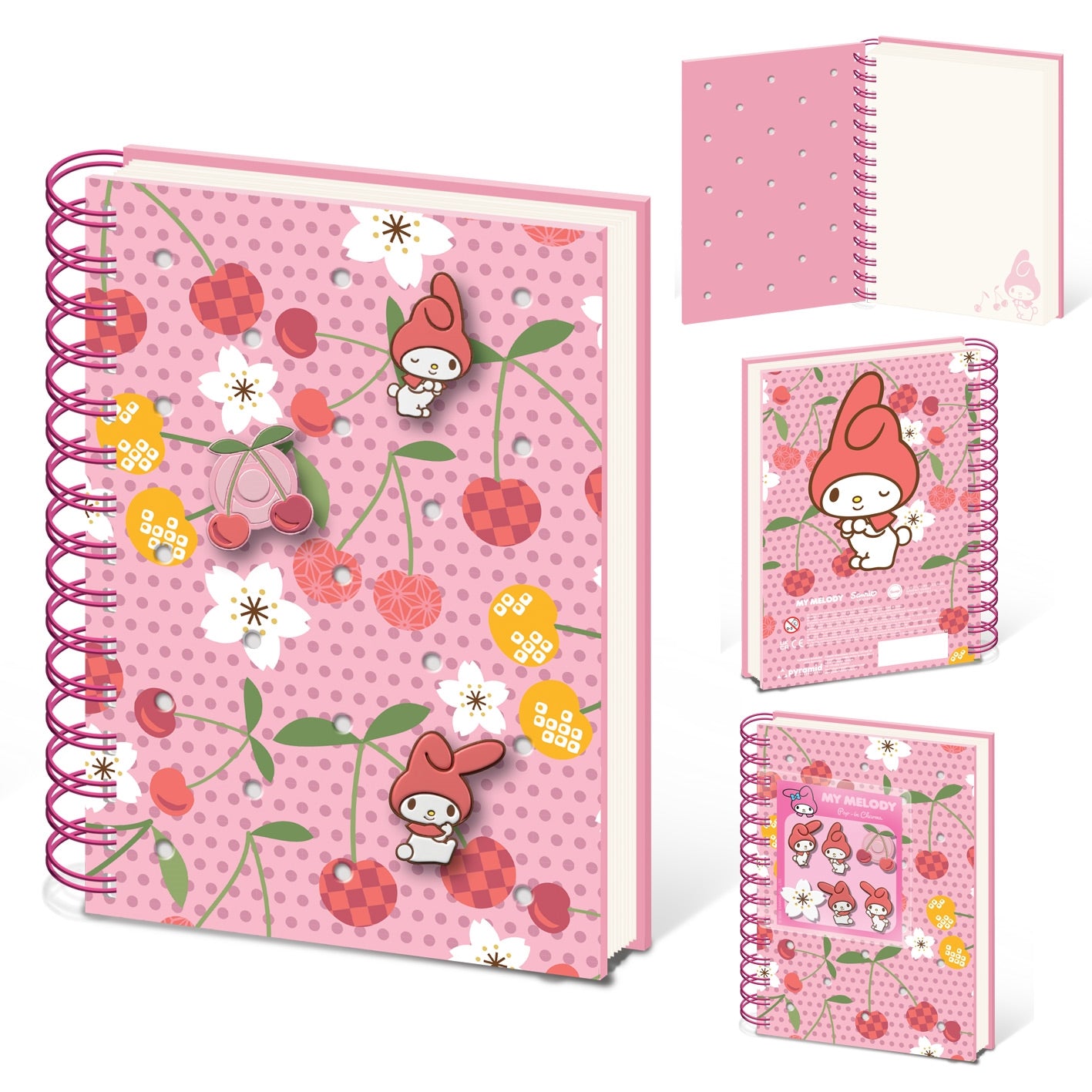 MY MELODY (CHERRY BLOSSOM) SILICONE NOTEBOOK WITH CHARMS