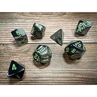 Chessex - Gemini Polyhedral 7 Dice Set - Black-Grey w/Green