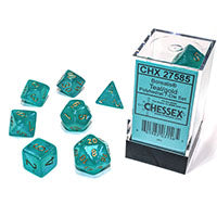 Chessex - Borealis Polyhedral 7 Dice Set - Luminary Teal & Gold