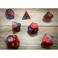 Chessex - Gemini Polyhedral 7 Dice Set - Blue-Red w/Gold