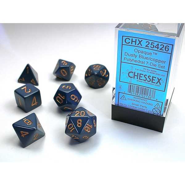 Chessex Polyhedral Dice: Opaque - Dusty Blue with Gold