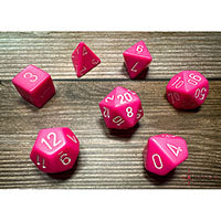 Chessex - Opaque Polyhedral 7 Dice Set - Pink w/White