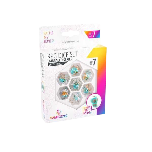 Gamegenic Embraced Series - Green Skull - RPG Dice Set (7pcs)