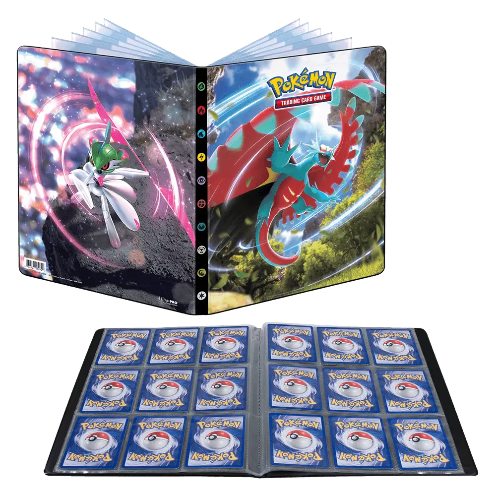 Pokemon Scarlet & Violet 4 9-Pocket Portfolio featuring Roaring Moon and Iron Valiant