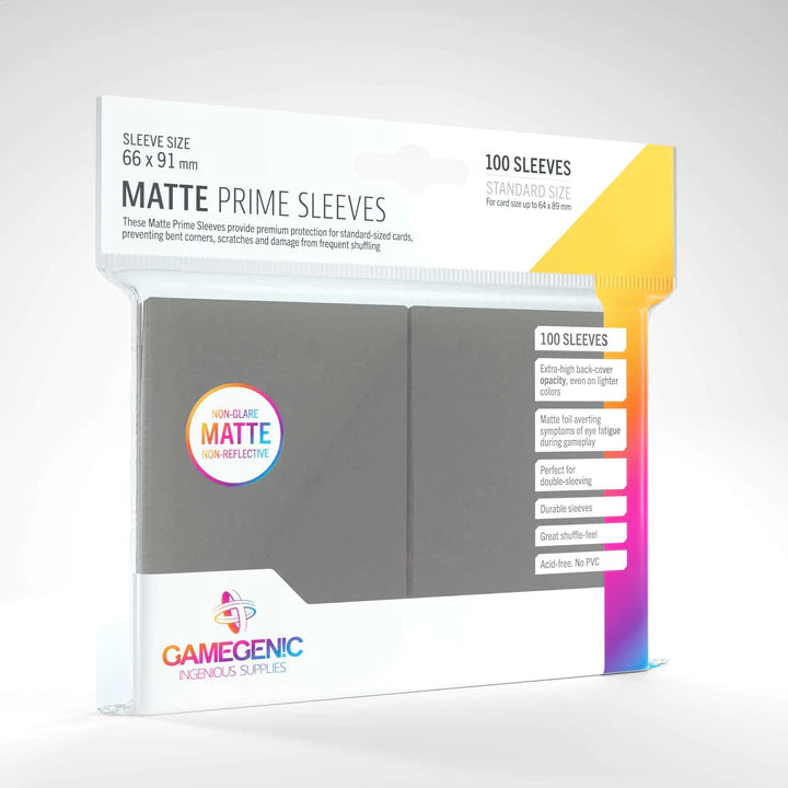 Gamegenic Matte Prime Sleeves - Dark Gray (100)