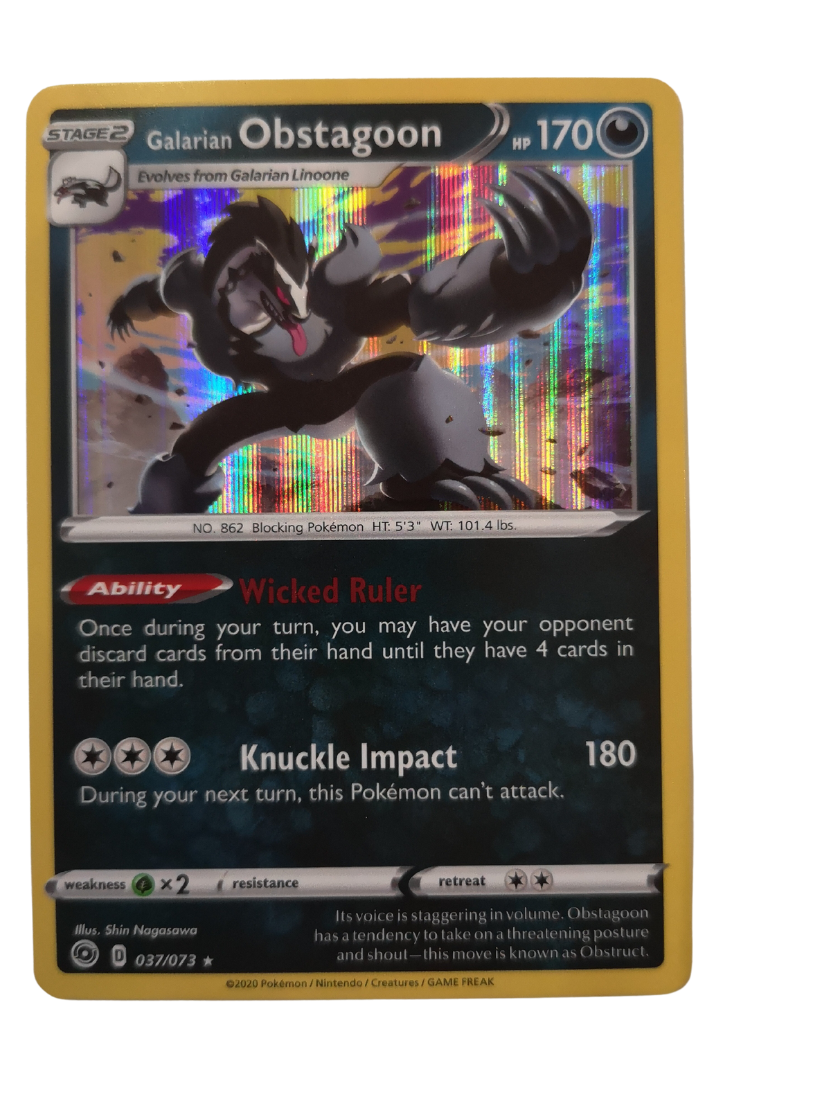 Pokemon Galarian Obstagoon Holo 037/073