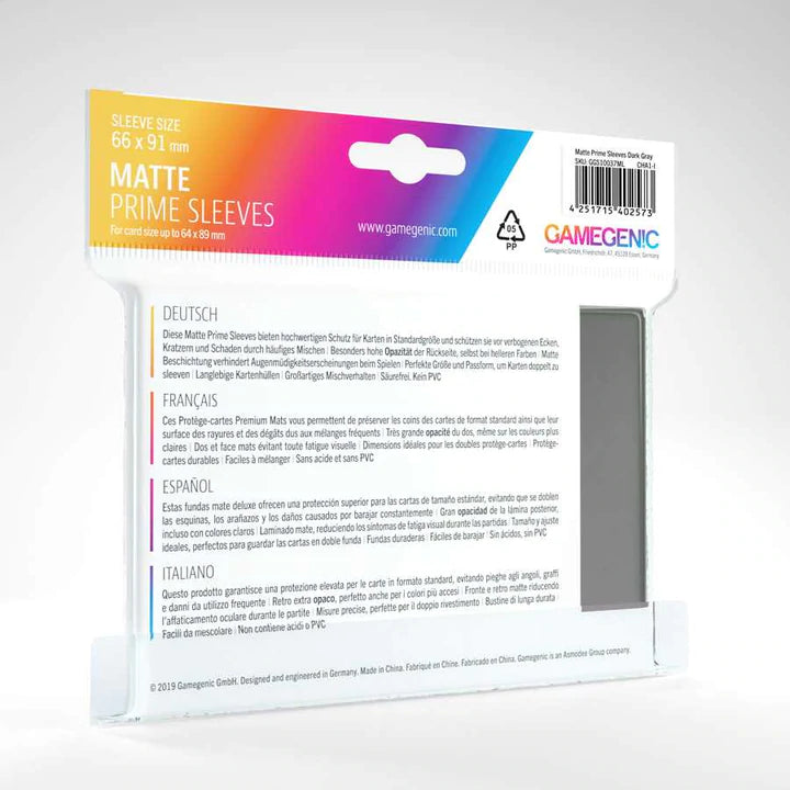 Gamegenic Matte Prime Sleeves - Dark Gray (100)