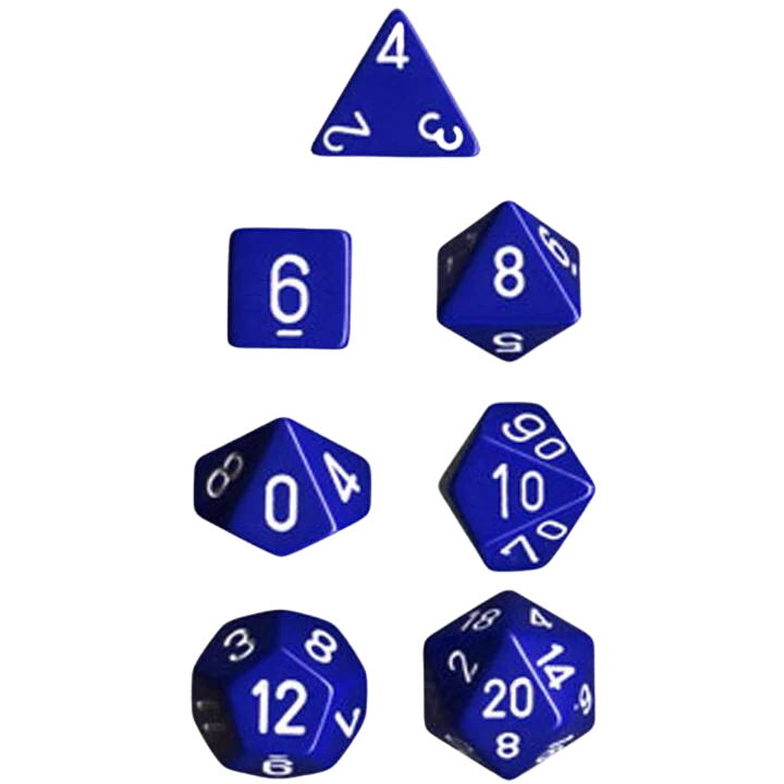 Chessex Polyhedral Dice: Opaque - Blue with White (7)