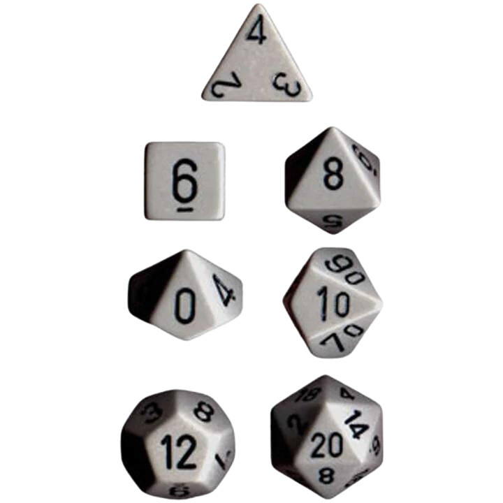 Chessex Polyhedral Dice: Opaque - Grey with Black (7)