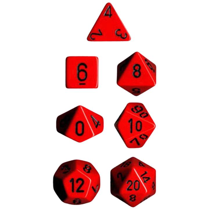 Chessex Polyhedral Dice: Opaque - Red with Black (7)