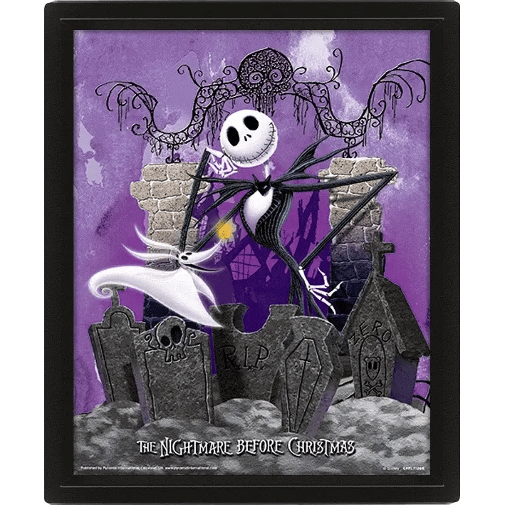 Nightmare Before Christmas (Graveyard) 10 x 8" 3D Lenticular Framed Print