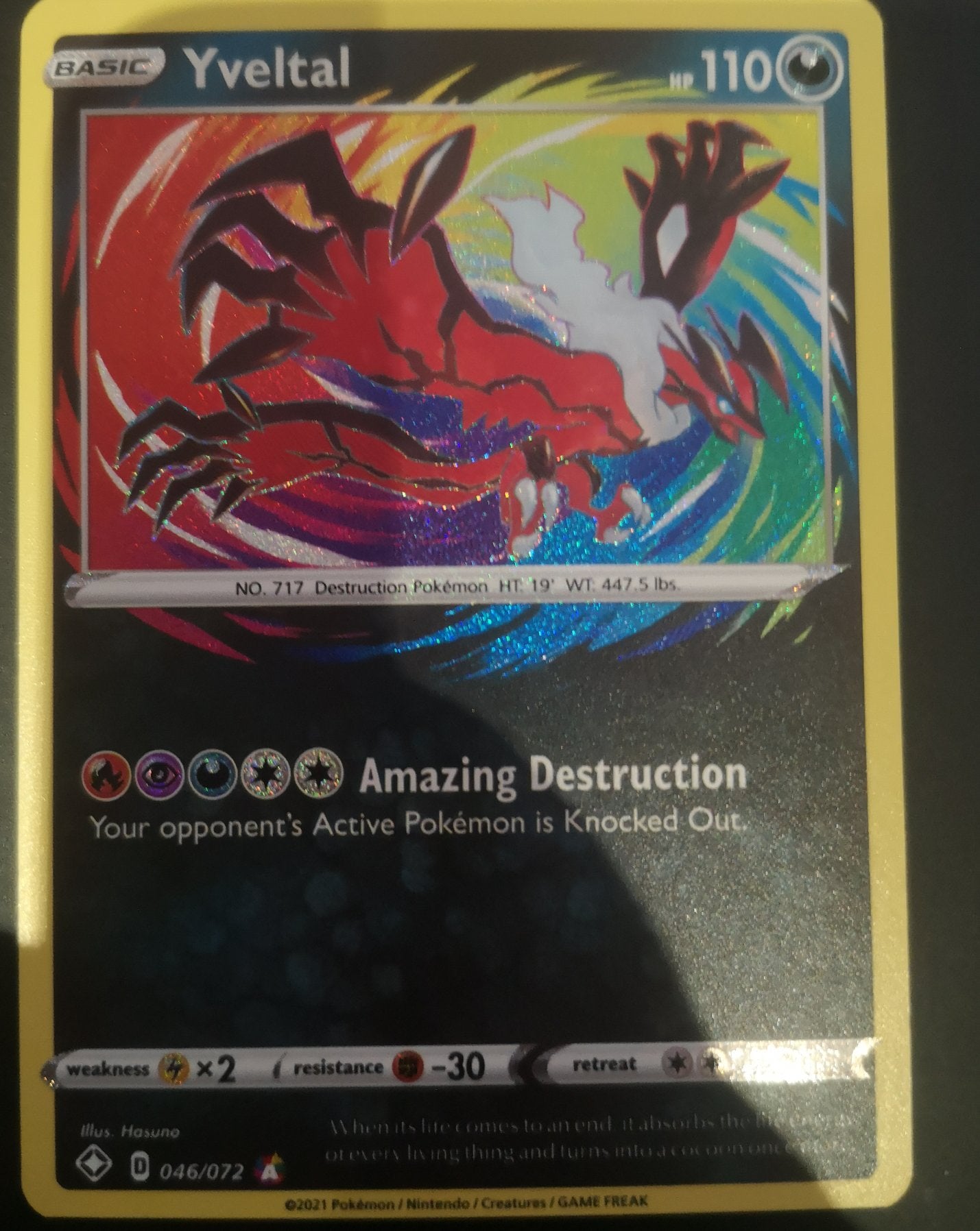 Pokemon Yveltal Amazing Rare 046/072 Unified Cards Pokemon Yveltal Amazing Rare 046/072 Unified Cards