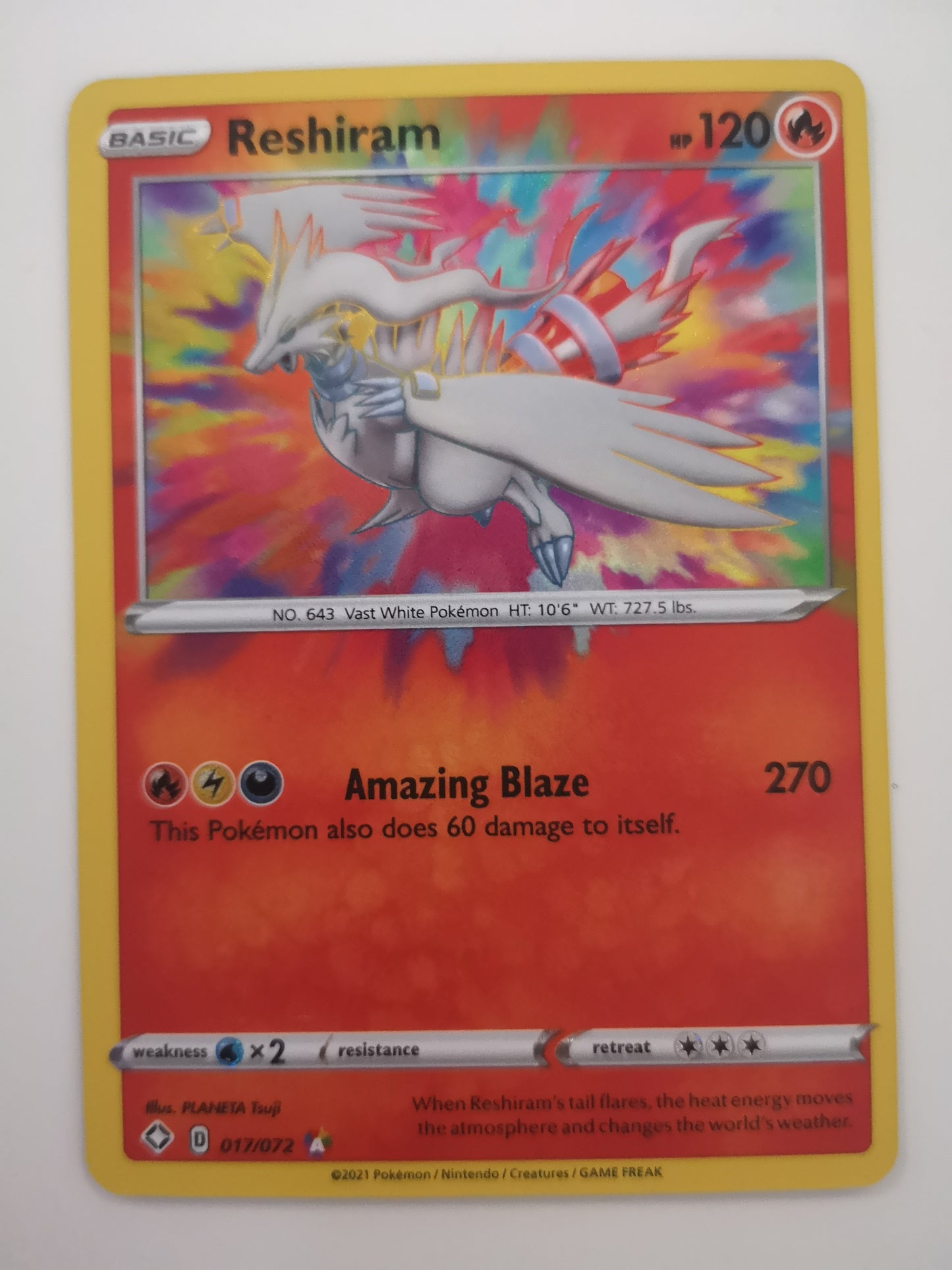 Pokemon Reshiram Amazing Rare 017/072