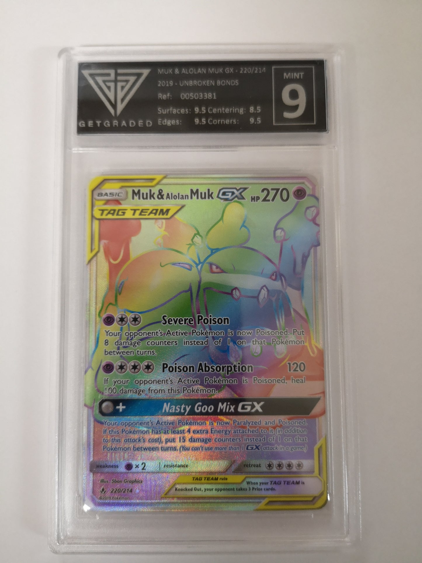 Pokemon Muk & Alolan Muk GX 220/214 Get Graded 9