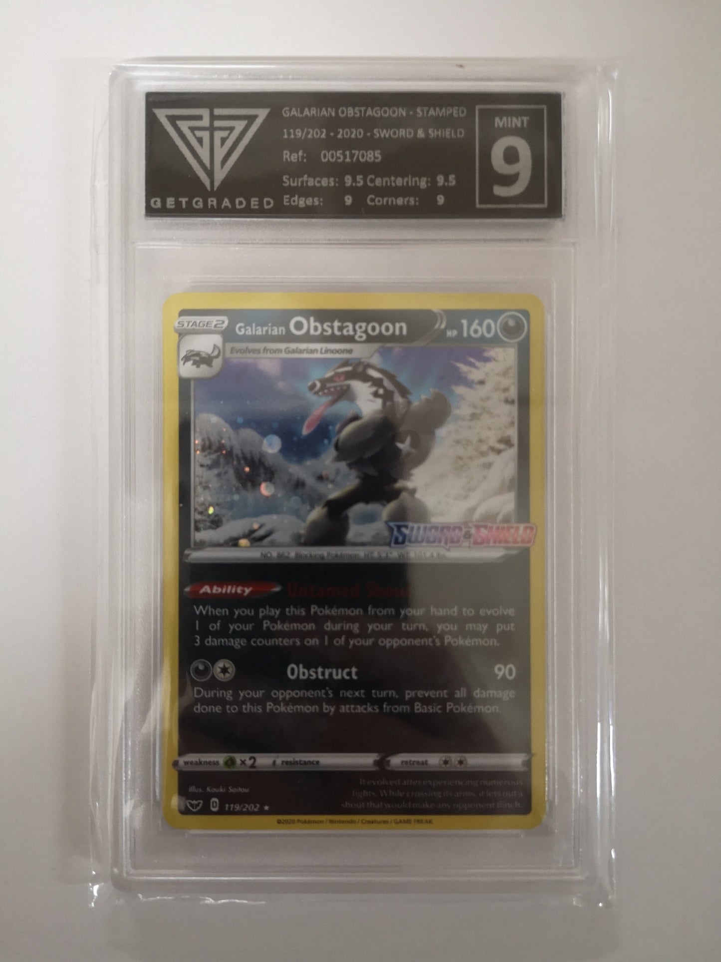 Pokemon Galarian Obstagoon Stamped 119/202 Get Graded 9