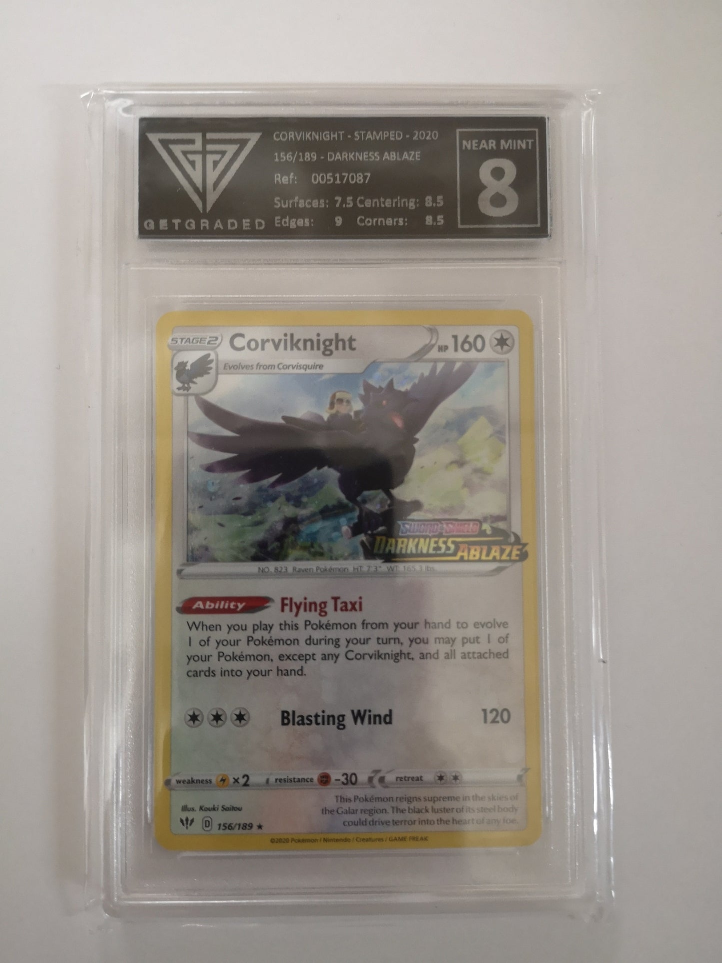 Pokemon Corviknight Stamped 156/189 Get Graded 8