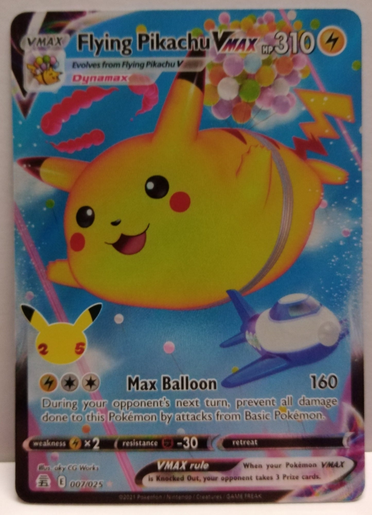 Pokemon Flying Pikachu Vmax 007/025
