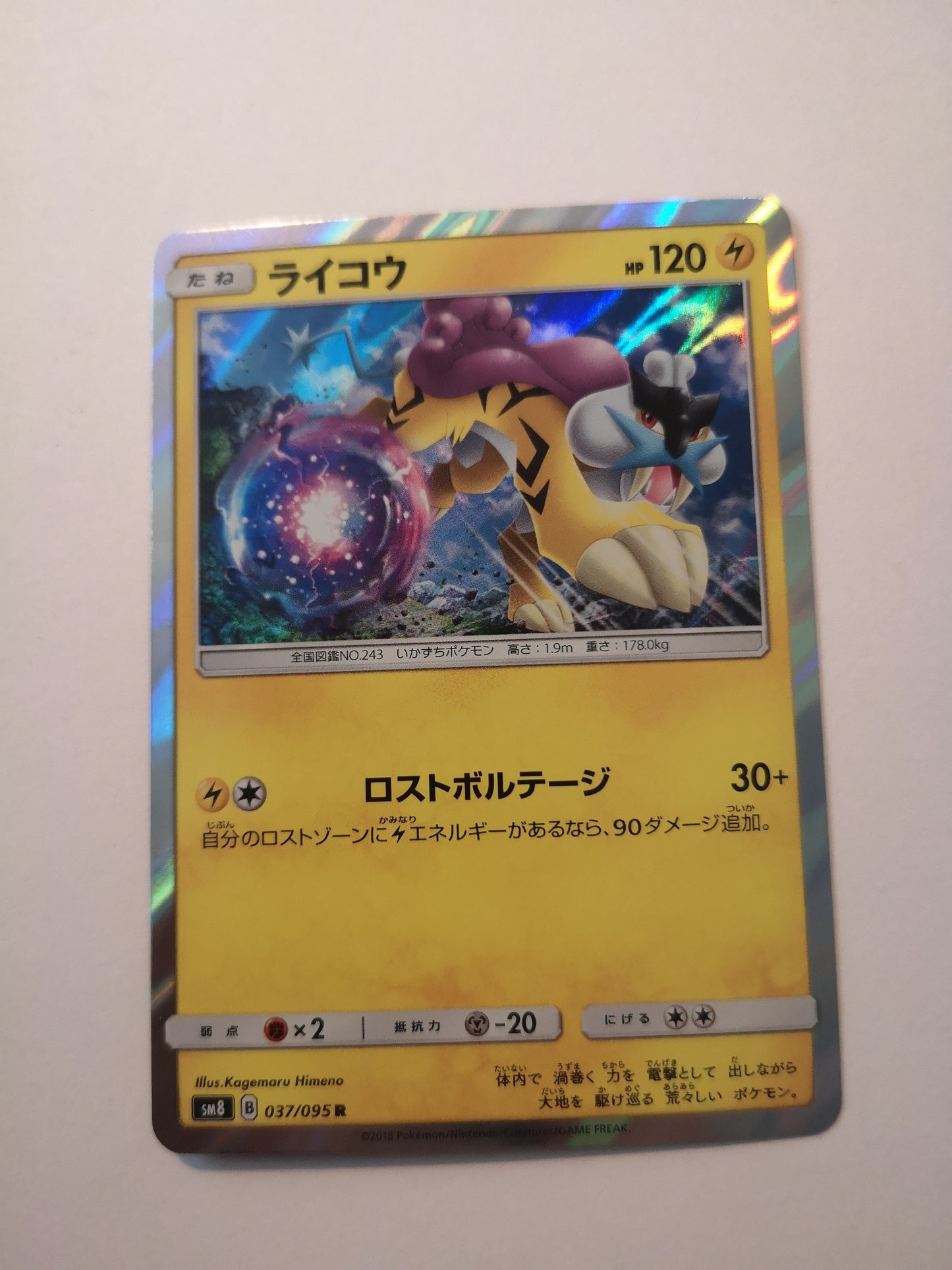 Pokemon Raikou Holo (Japanese) 037/095