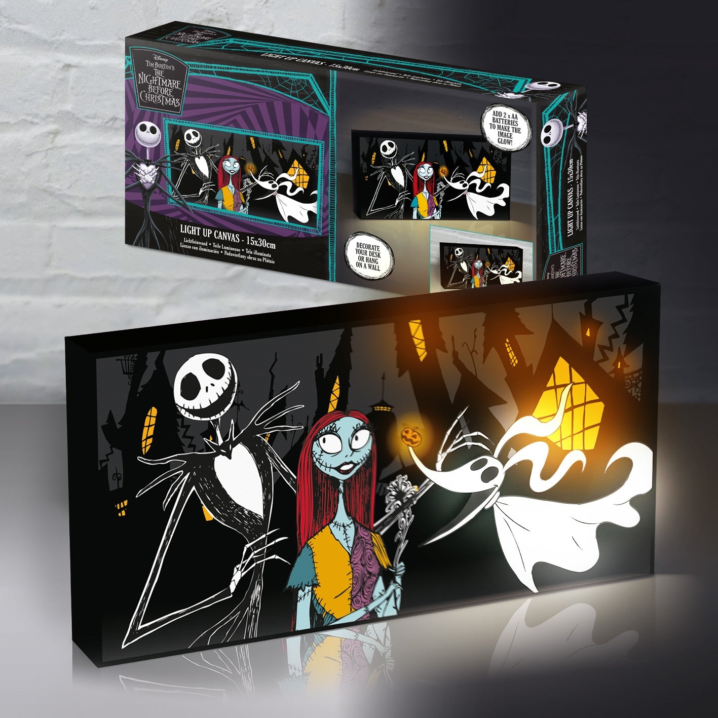 NIGHTMARE BEFORE CHRISTMAS (HALLOWEEN NIGHT) LETTERBOX LIGHT UP CANVAS