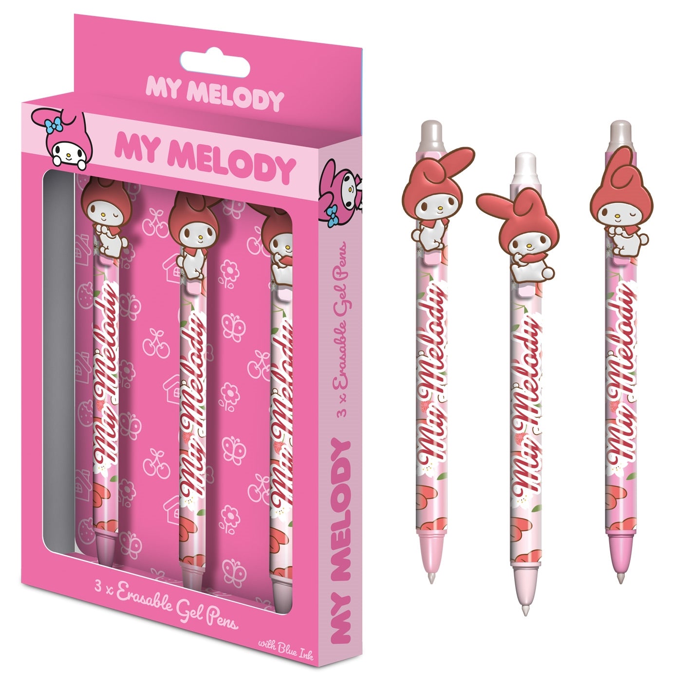 MY MELODY (CHERRY BLOSSOM) ERASABLE GEL PENS 3PK