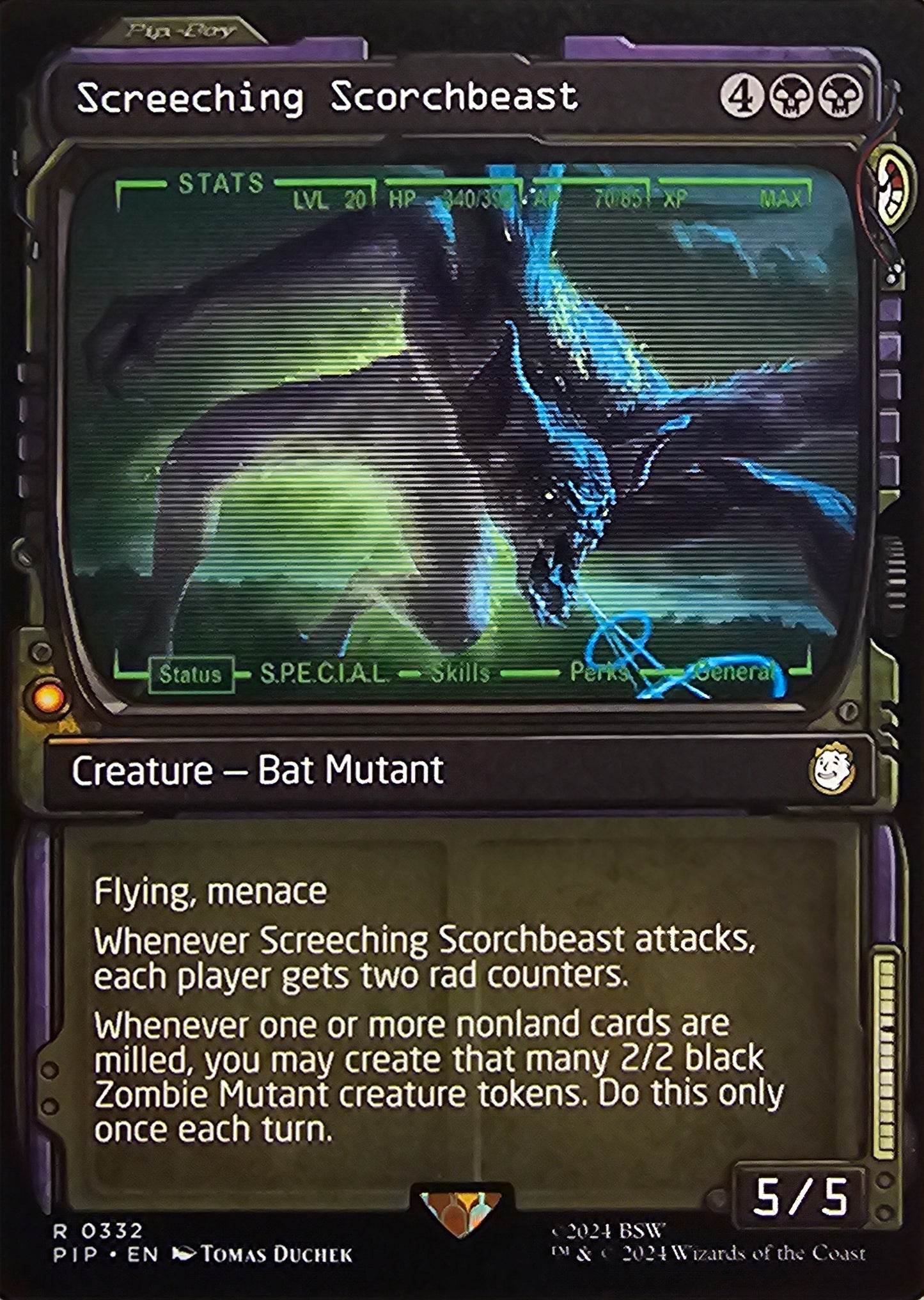 Magic The Gathering Screeching Scorchbeast (Borderless) Single Card