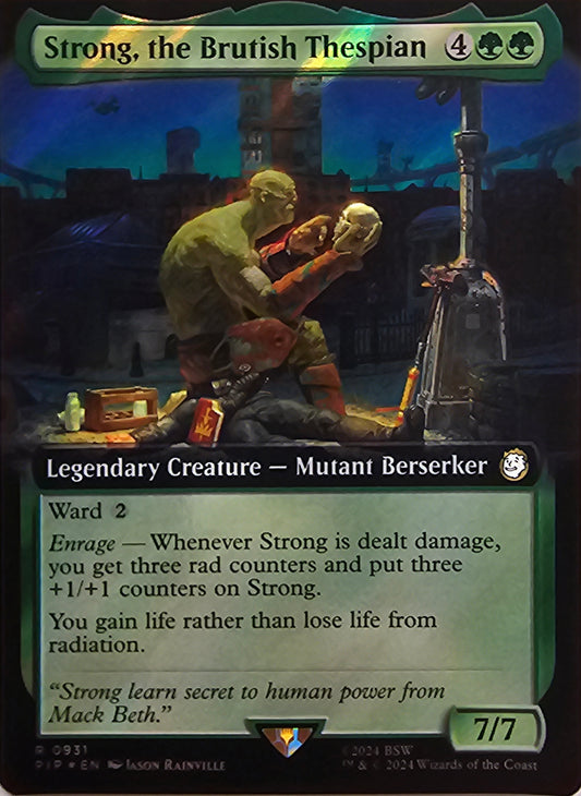 Magic The Gathering Strong, the Brutish Thespian (Borderless) (Surge Foil) Single Card