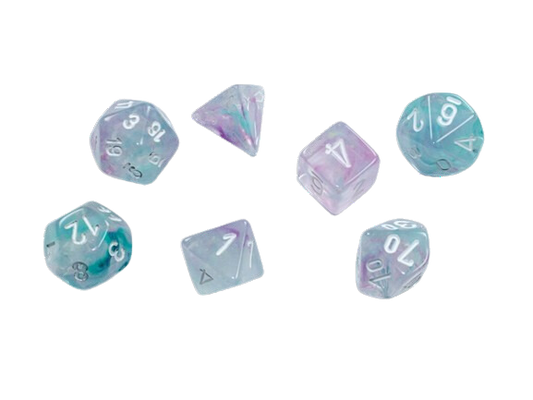 Chessex - Mini Polyhedral 7 Dice Set - Nebula Wisteria/White