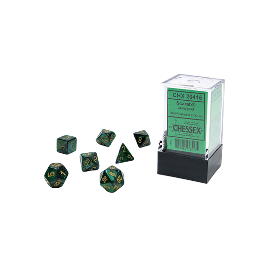Chessex - Mini Polyhedral 7 Dice Set - Jade/Gold