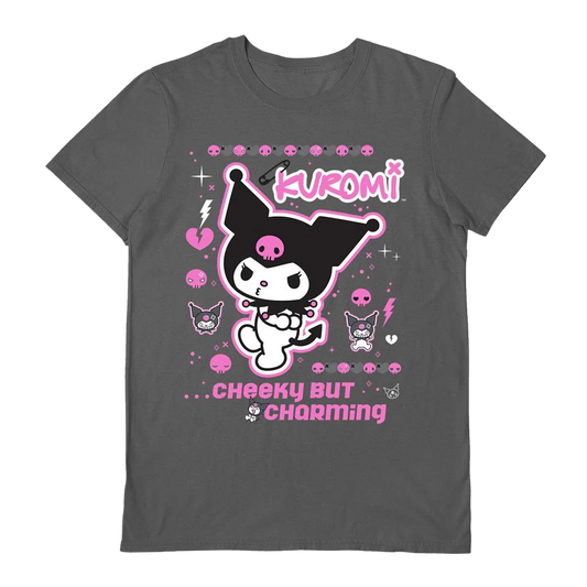 Sanrio (Kuromi Cheeky) Charcoal Unisex T-Shirt