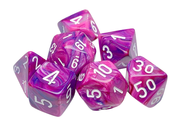 Chessex - Polyhedral 7 Dice Set - Festive Violet/White