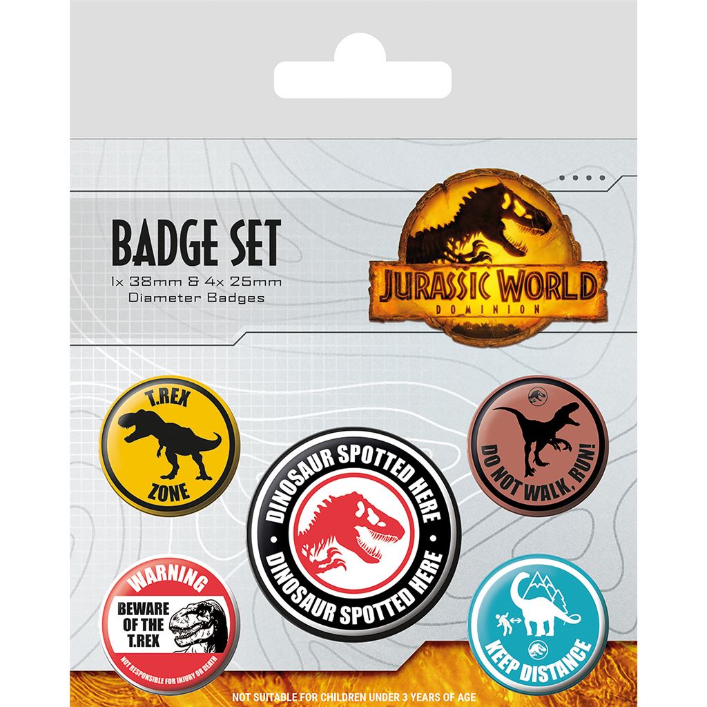 JURASSIC WORLD: DOMINION (WARNING SIGNS) BADGE PACK