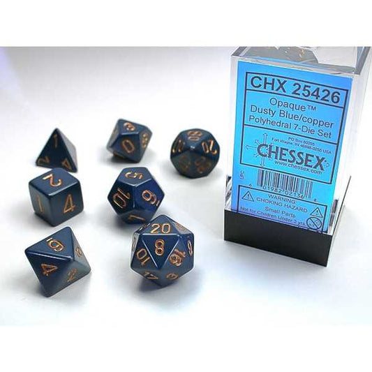 Chessex Polyhedral Dice: Opaque - Dusty Blue with Gold