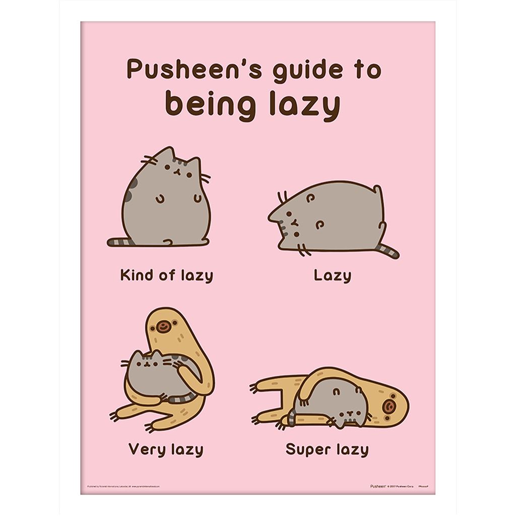 PUSHEEN (GUIDE TO BEING LAZY) WHITE FRAME