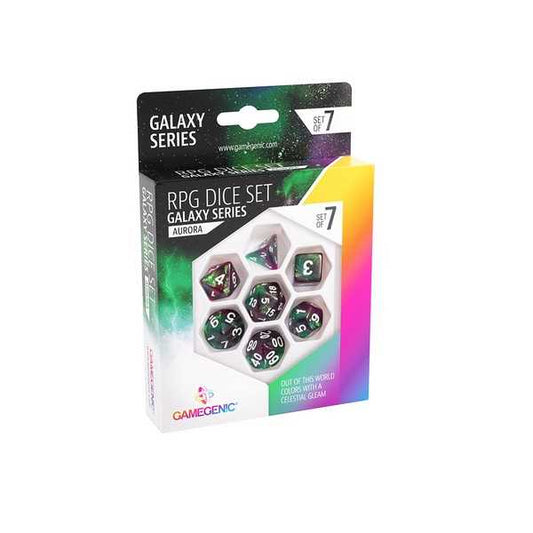 UNIT Gamegenic Galaxy Series - Aurora - RPG Dice Set (7pcs) Green/Purple