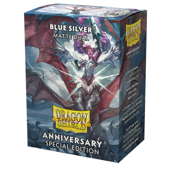 Dragon Shield - Dual Matte Standard Size Sleeves 100pk - Limited Edition Anniversary Special Cobalt & Silver