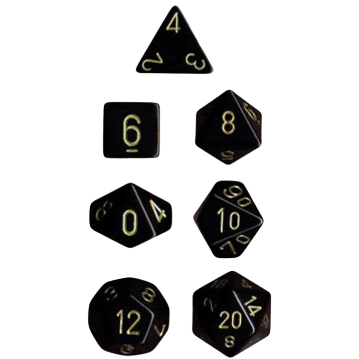 Chessex Polyhedral Dice: Opaque - Black with Gold