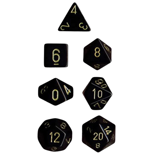 Chessex Polyhedral Dice: Opaque - Black with Gold