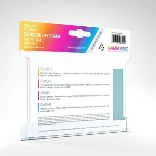 Gamegenic Standard Card Game Value Pack Matte Sleeves- Clear (200ct.)
