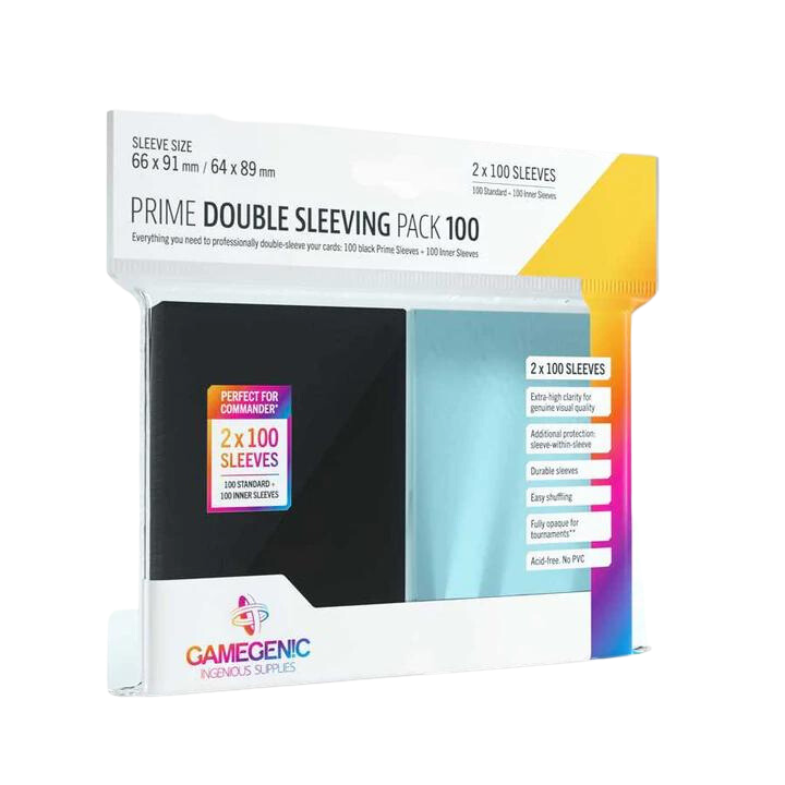 Gamegenic Prime Matte Double Sleeving Pack 100 - Clear & Black (2 x 100ct.)