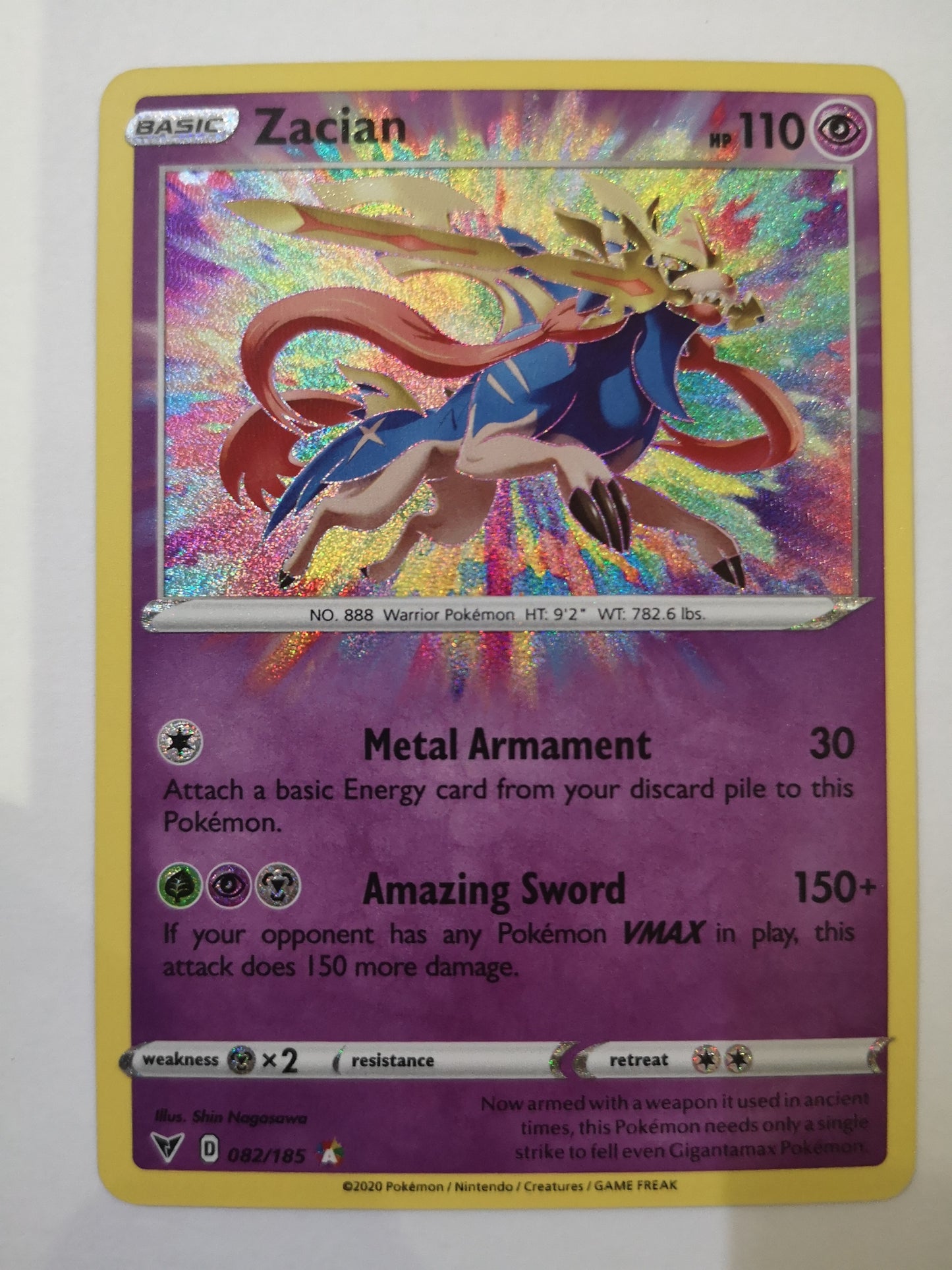Pokemon Zacian Amazing Rare 082/185