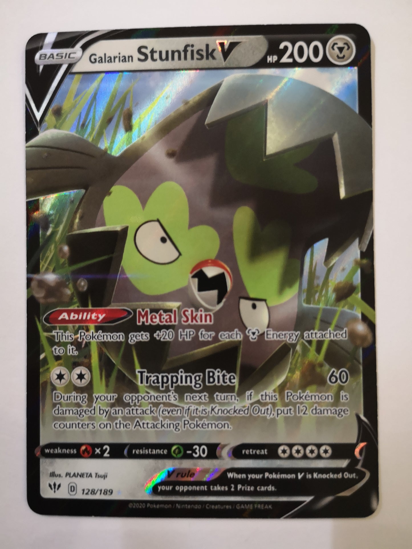 Pokemon Galarian Stunfisk V 128/189