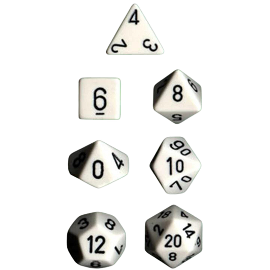 Chessex Polyhedral Dice: Opaque - White with Black (7)