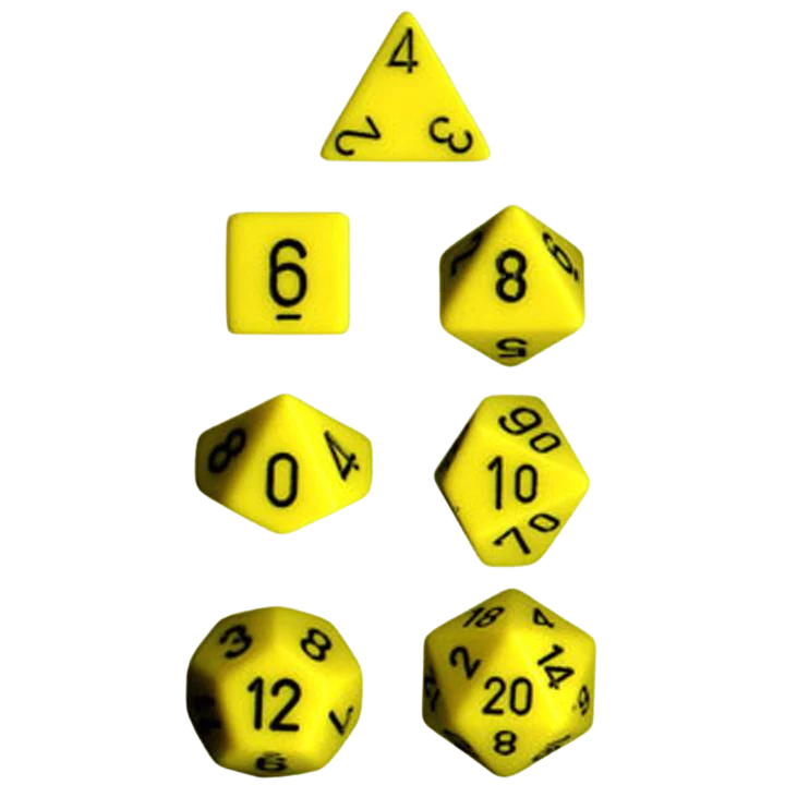 Chessex Polyhedral Dice: Opaque - Yellow with Black (7)