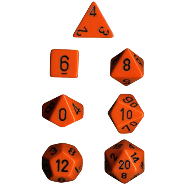 Chessex Polyhedral Dice: Opaque - Orange with Black (7)