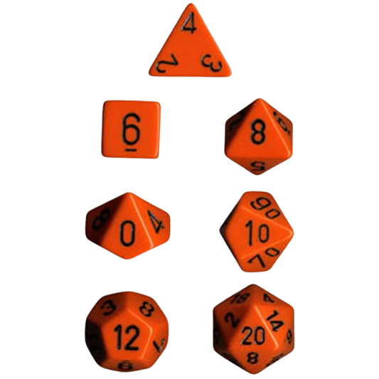 Chessex Polyhedral Dice: Opaque - Orange with Black (7)