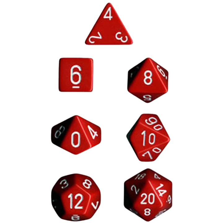 Chessex Polyhedral Dice: Opaque - Red with White (7)