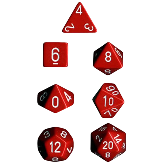 Chessex Polyhedral Dice: Opaque - Red with White (7)