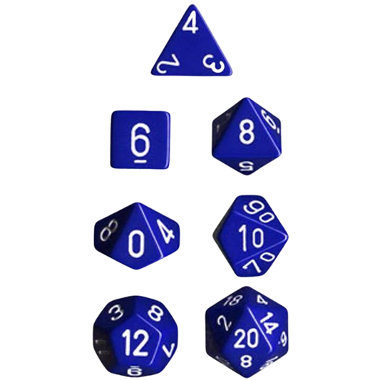 Chessex Polyhedral Dice: Opaque - Blue with White (7)