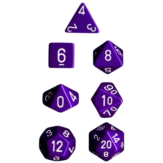 Chessex Polyhedral Dice: Opaque - Purple with White (7)