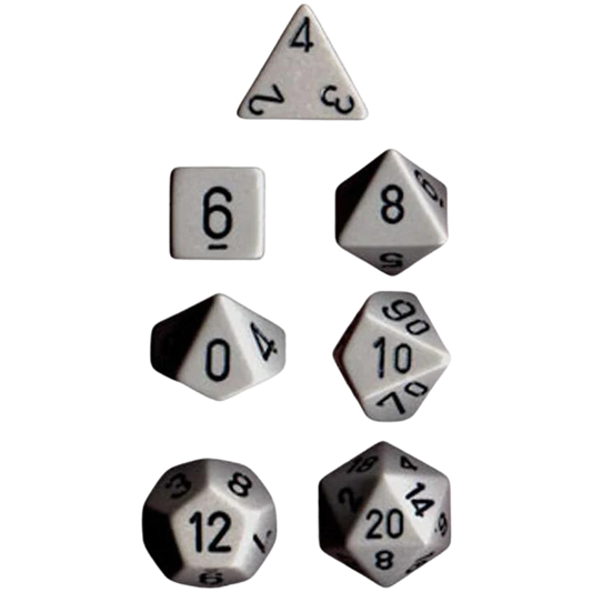 Chessex Polyhedral Dice: Opaque - Grey with Black (7)